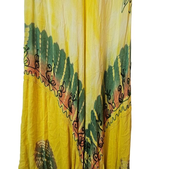 Retro Style SUNFLOWER Brand Tie Dye Embroider Stitch Assymetrical Hem Dress OSFM - Picture 3 of 8